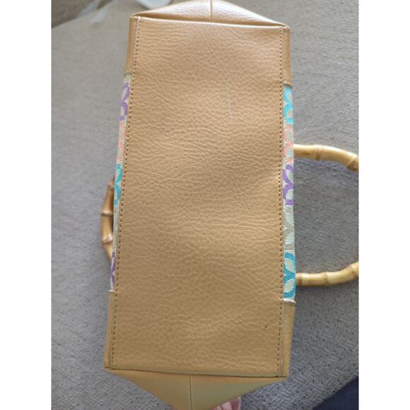 Relic By Fossil Multi-Color Woven Bag with Bamboo Handles - Picture 4 of 5